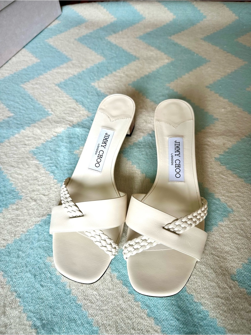 Jimmy Choo Rori Slide Sandal - "latte" (ivory/white) 36.5/6.5B - Almost New! - Picture 6 of 7